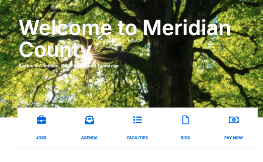 Sunlit tree with green leaves, text overlay, navigation icons below.